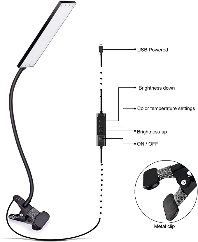 LED USB Desk Lamp Dimmable Clip