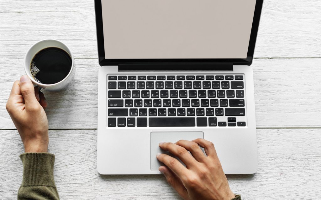 Aesthetic Minimalist Desk Setup: laptop on the table