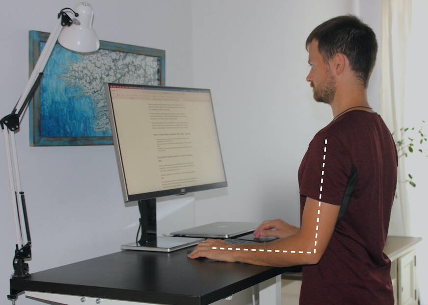 Set your standing desk at the height of your elbows